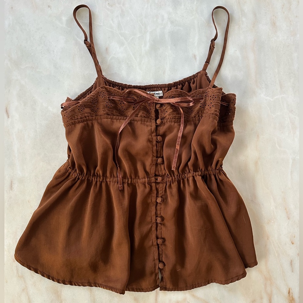 Vintage American Eagle Outfitters Y2K Brown Eyelet Camisole